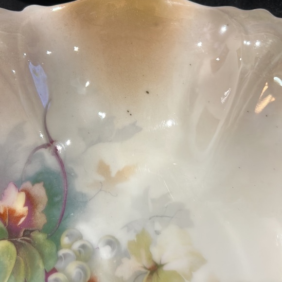 9” antique Silesia Luster Ware fine bone China Grapes Prussia Germany - Picture 3 of 6